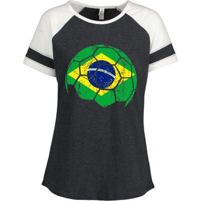 Brazil Soccer Ball Flag Jersey Enza Ladies Jersey Colorblock Tee