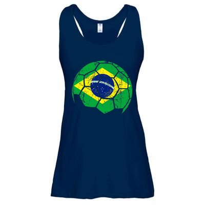 Brazil Soccer Ball Flag Jersey Ladies Essential Flowy Tank