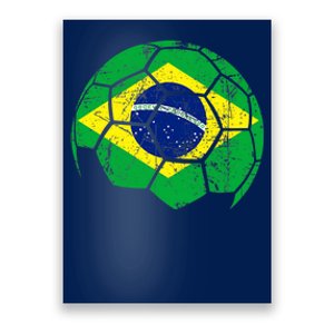 Brazil Soccer Ball Flag Jersey Poster