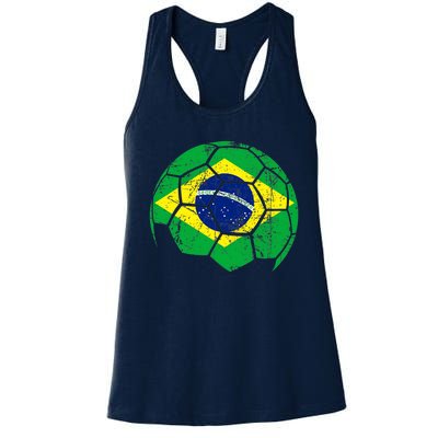 Brazil Soccer Ball Flag Jersey Women's Racerback Tank