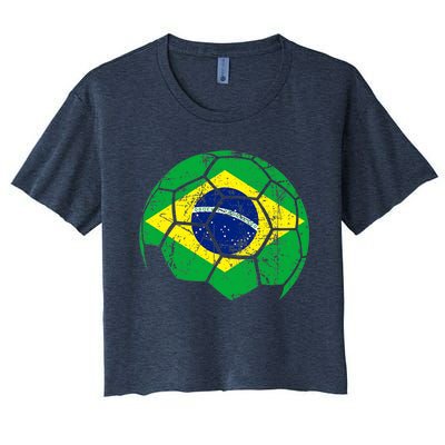 Brazil Soccer Ball Flag Jersey Women's Crop Top Tee