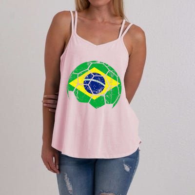 Brazil Soccer Ball Flag Jersey Women's Strappy Tank