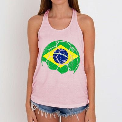 Brazil Soccer Ball Flag Jersey Women's Knotted Racerback Tank