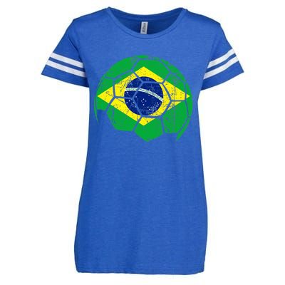 Brazil Soccer Ball Flag Jersey Enza Ladies Jersey Football T-Shirt