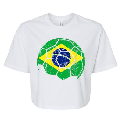 Brazil Soccer Ball Flag Jersey Bella+Canvas Jersey Crop Tee