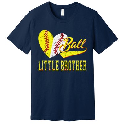 Baseball Softball Ball Heart Little Brother Father Day Premium T-Shirt