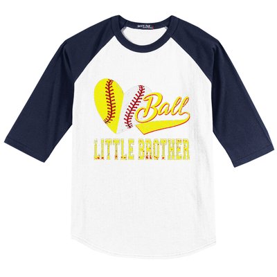 Baseball Softball Ball Heart Little Brother Father Day Baseball Sleeve Shirt