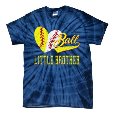 Baseball Softball Ball Heart Little Brother Father Day Tie-Dye T-Shirt