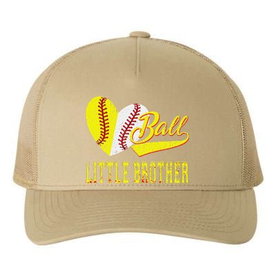 Baseball Softball Ball Heart Little Brother Father Day Yupoong Adult 5-Panel Trucker Hat