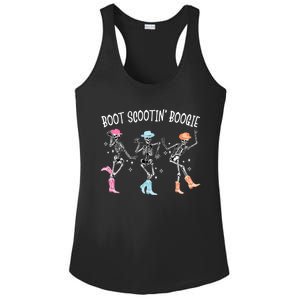 Boot Scootin Boogie Retro Western Skeleton Dancing Cow Gift Ladies PosiCharge Competitor Racerback Tank