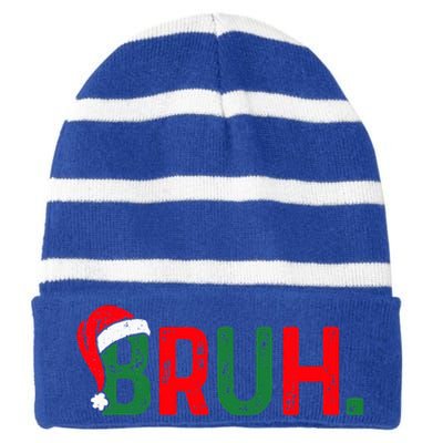 Bruh Saying Bro Ns Christmas Pajamas Xmas Striped Beanie with Solid Band