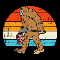 Bigfoot Sasquatch Bbq Retro Barbecue Grilling Cooling Performance Crew T-Shirt