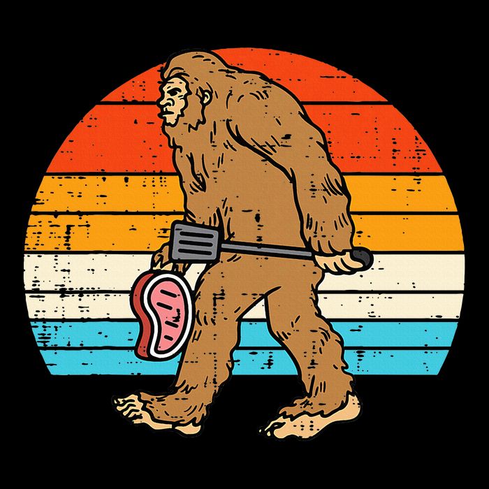 Bigfoot Sasquatch Bbq Retro Barbecue Grilling Cooling Performance Crew T-Shirt