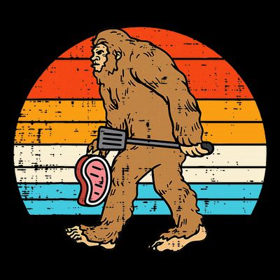 Bigfoot Sasquatch Bbq Retro Barbecue Grilling T-Shirt