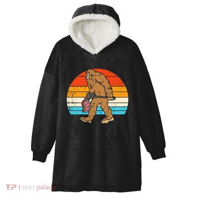 Bigfoot Sasquatch Bbq Retro Barbecue Grilling Hooded Wearable Blanket