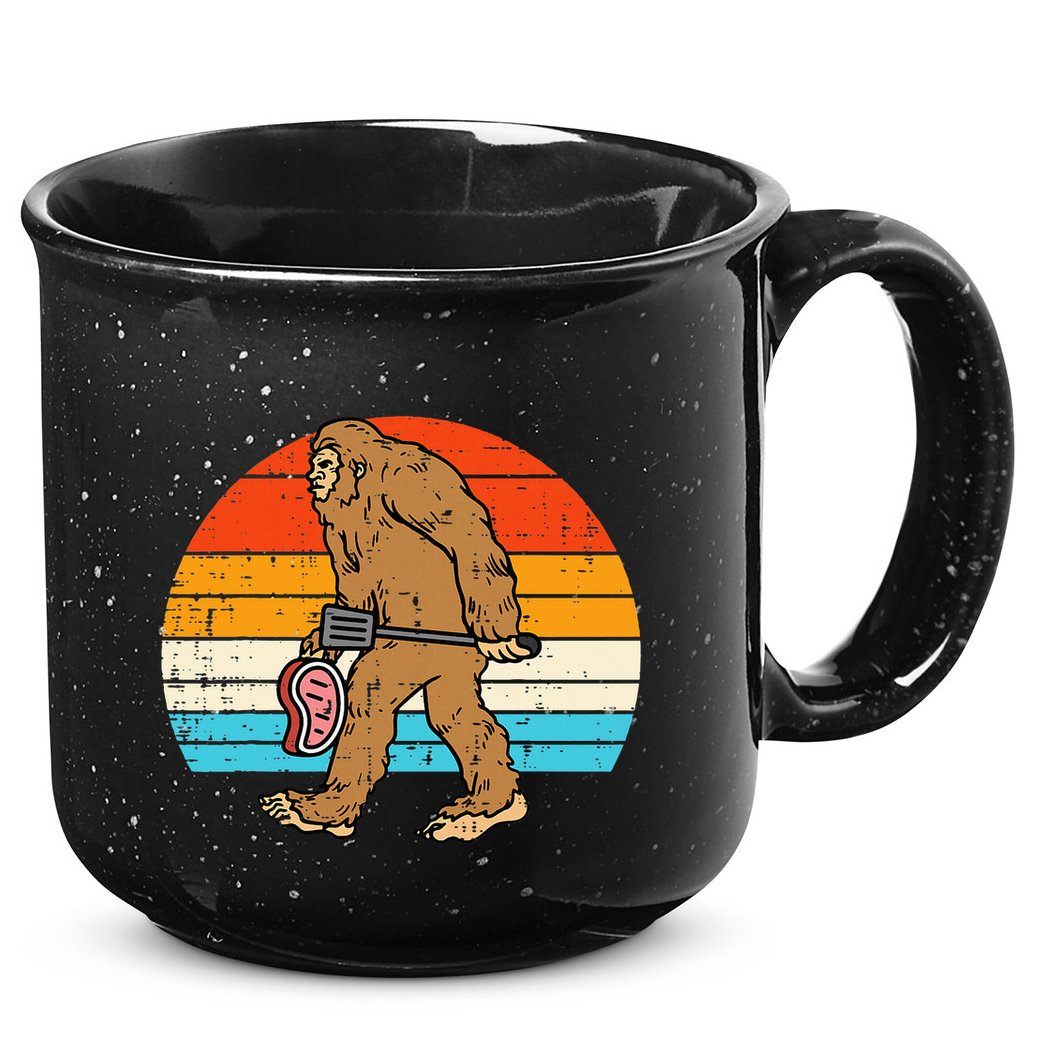 Bigfoot Sasquatch Bbq Retro Barbecue Grilling 15oz Campfire Ceramic Mug