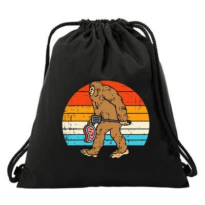 Bigfoot Sasquatch Bbq Retro Barbecue Grilling Drawstring Bag