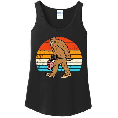 Bigfoot Sasquatch Bbq Retro Barbecue Grilling Ladies Essential Tank