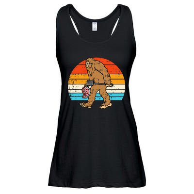 Bigfoot Sasquatch Bbq Retro Barbecue Grilling Ladies Essential Flowy Tank