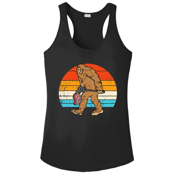 Bigfoot Sasquatch Bbq Retro Barbecue Grilling Ladies PosiCharge Competitor Racerback Tank