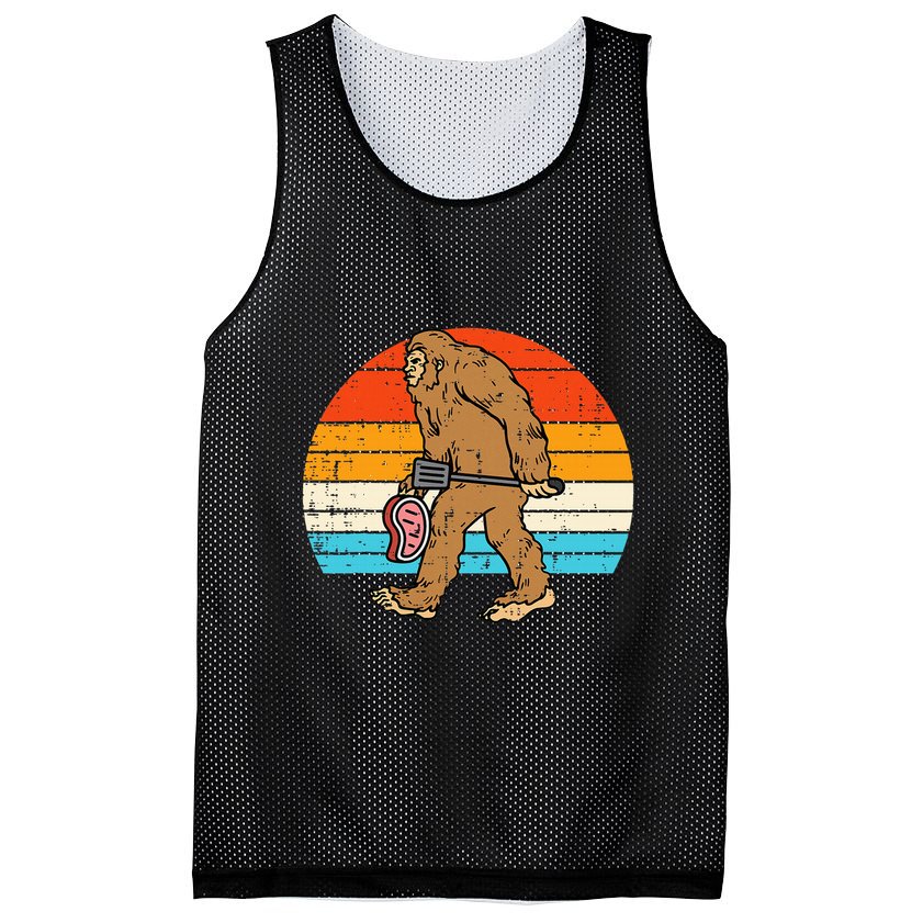 Bigfoot Sasquatch Bbq Retro Barbecue Grilling Mesh Reversible Basketball Jersey Tank