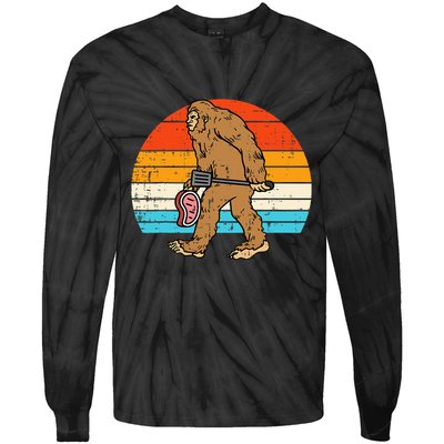 Bigfoot Sasquatch Bbq Retro Barbecue Grilling Tie-Dye Long Sleeve Shirt