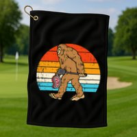 Bigfoot Sasquatch Bbq Retro Barbecue Grilling Golf Towel