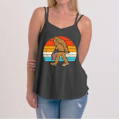 Bigfoot Sasquatch Bbq Retro Barbecue Grilling Women's Strappy Tank