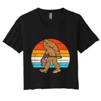 Bigfoot Sasquatch Bbq Retro Barbecue Grilling Women's Crop Top Tee