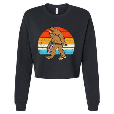 Bigfoot Sasquatch Bbq Retro Barbecue Grilling Cropped Pullover Crew