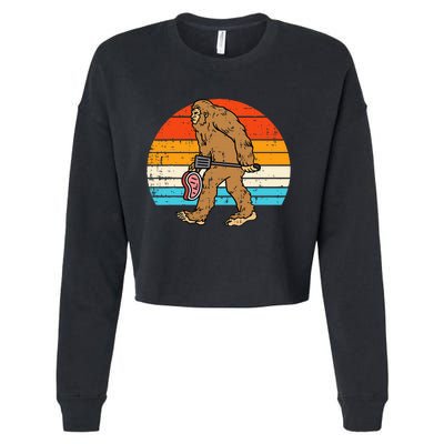 Bigfoot Sasquatch Bbq Retro Barbecue Grilling Cropped Pullover Crew