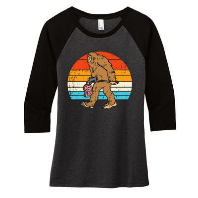 Bigfoot Sasquatch Bbq Retro Barbecue Grilling Women's Tri-Blend 3/4-Sleeve Raglan Shirt