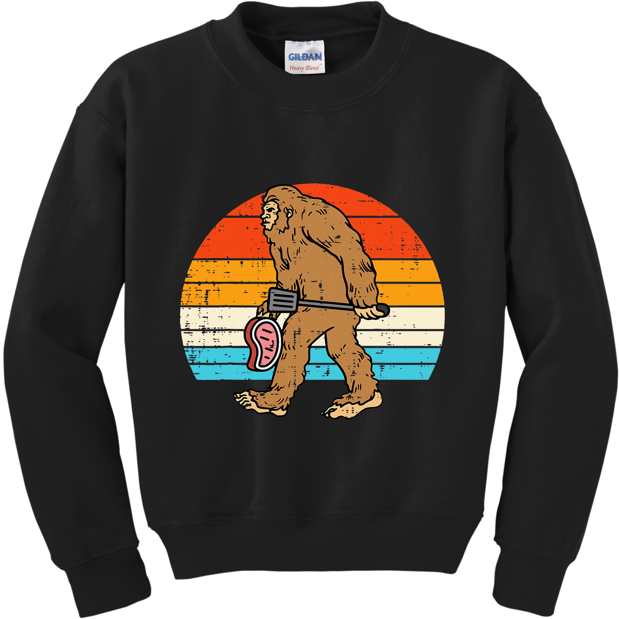 Bigfoot Sasquatch Bbq Retro Barbecue Grilling Kids Sweatshirt