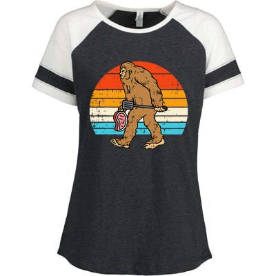 Bigfoot Sasquatch Bbq Retro Barbecue Grilling Enza Ladies Jersey Colorblock Tee