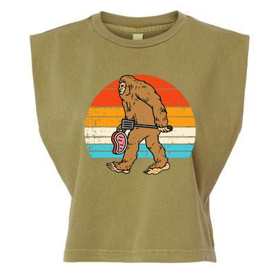 Bigfoot Sasquatch Bbq Retro Barbecue Grilling Garment-Dyed Women's Muscle Tee