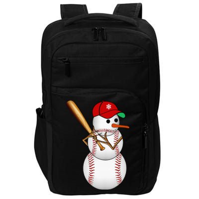 Baseball Snowman Balls Snow Christmas Xmas Impact Tech Backpack