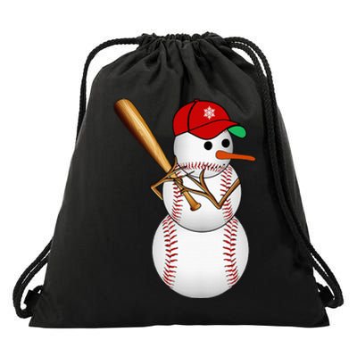 Baseball Snowman Balls Snow Christmas Xmas Drawstring Bag