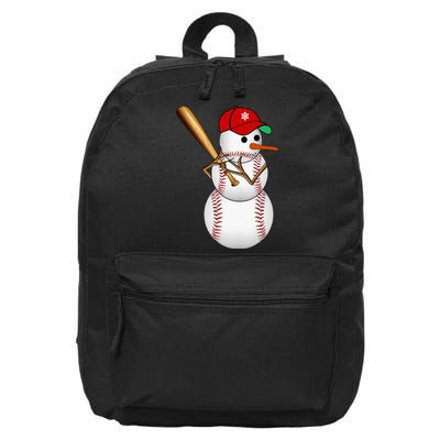 Baseball Snowman Balls Snow Christmas Xmas 16 in Basic Backpack