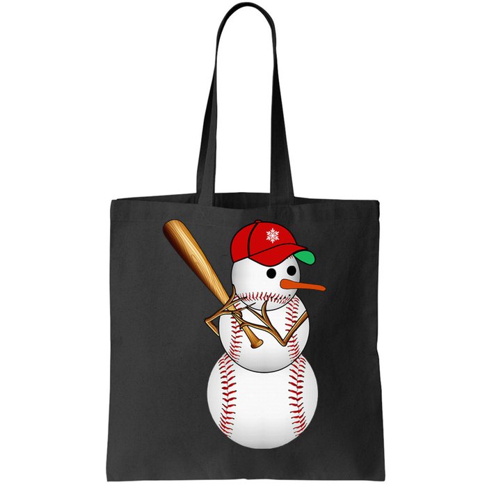 Baseball Snowman Balls Snow Christmas Xmas Tote Bag