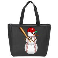 Baseball Snowman Balls Snow Christmas Xmas Zip Tote Bag