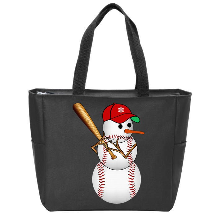 Baseball Snowman Balls Snow Christmas Xmas Zip Tote Bag