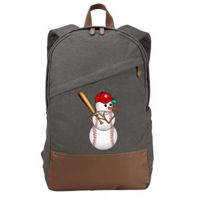 Baseball Snowman Balls Snow Christmas Xmas Cotton Canvas Backpack