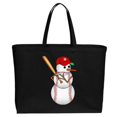 Baseball Snowman Balls Snow Christmas Xmas Cotton Canvas Jumbo Tote