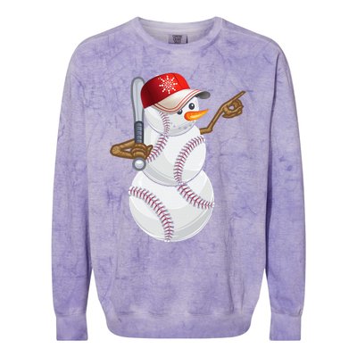 Baseball Snowman Balls Baseball Hat Snow Christmas Colorblast Crewneck Sweatshirt