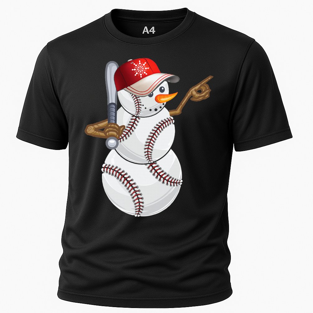 Baseball Snowman Balls Baseball Hat Snow Christmas Cooling Performance Crew T-Shirt