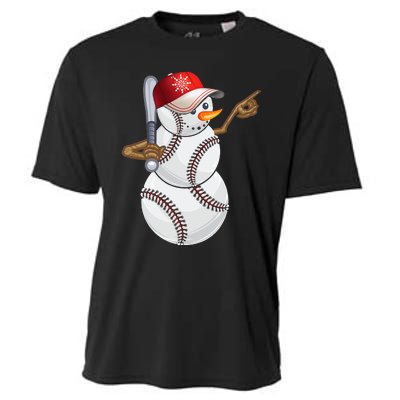 Baseball Snowman Balls Baseball Hat Snow Christmas Cooling Performance Crew T-Shirt