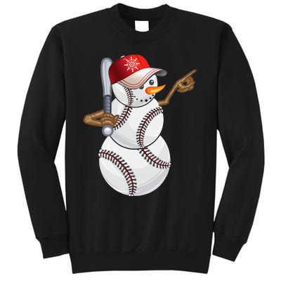 Baseball Snowman Balls Baseball Hat Snow Christmas Sweatshirt