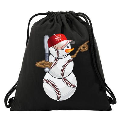 Baseball Snowman Balls Baseball Hat Snow Christmas Drawstring Bag