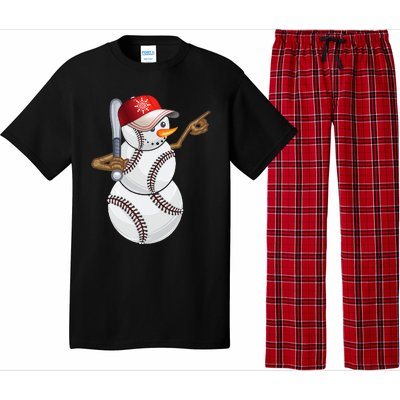 Baseball Snowman Balls Baseball Hat Snow Christmas Pajama Set