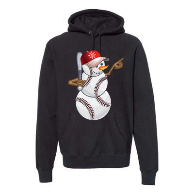 Baseball Snowman Balls Baseball Hat Snow Christmas Premium Hoodie